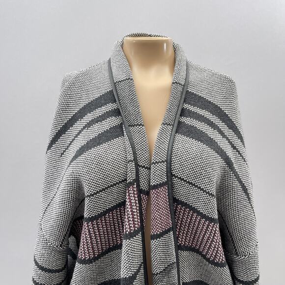 Margaret O'Leary Sweater Women M Aztec Knit Open Front Cardigan Long Duster - Picture 2 of 10